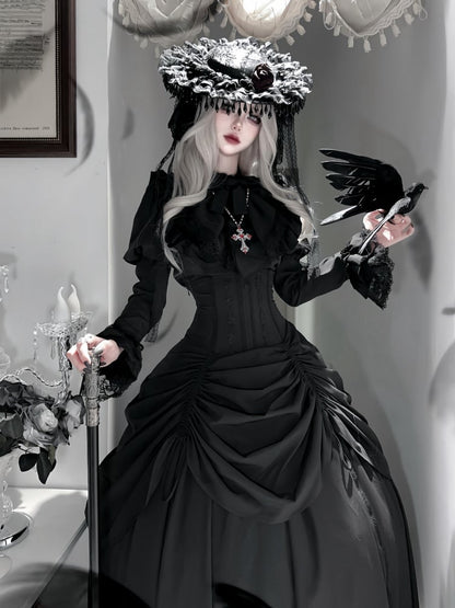 Schwarzes Dark Gothic Lolita Juliette Ärmel Top
