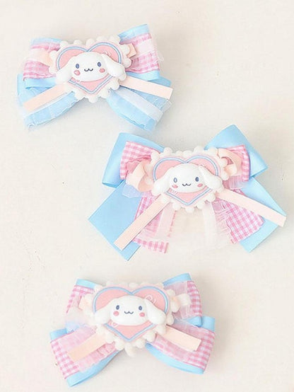 Sweet Bowknot Hairclip Cute Blue Options Pink Lolita Dog 3