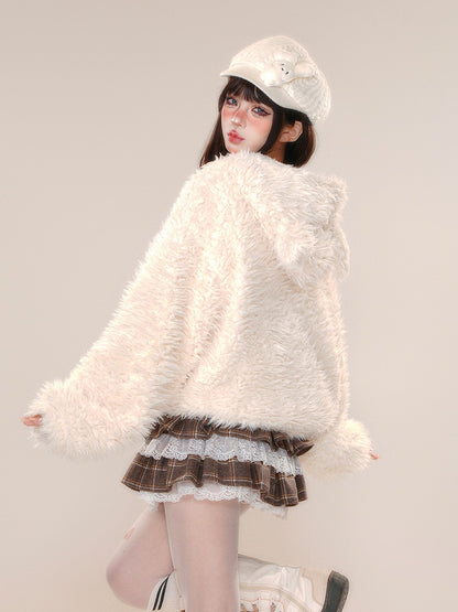 ティアードスカート リボンアクセント ブラウン チェック柄