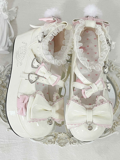 Bow Cat Ear Sweet White Janes Platform Details with Lolita - Accents Mary