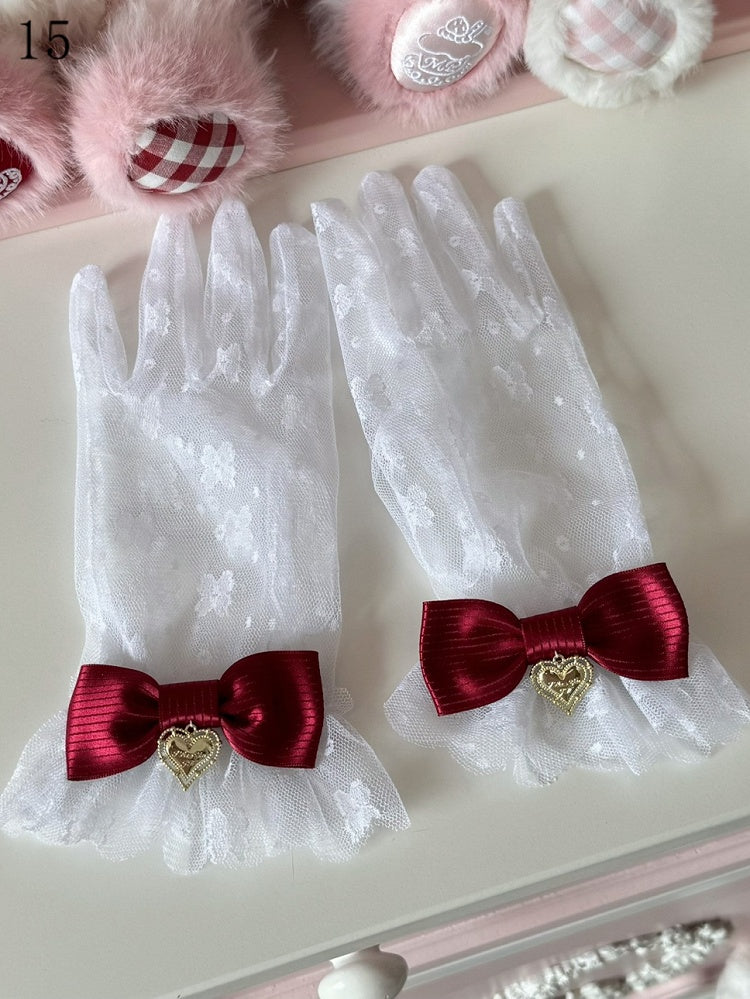 Krone/Herz Schleife Spitzenhandschuhe Optionen Charm 16