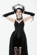 Black Floral Embroidered Lace Slip Dress Gothic Sleeveless