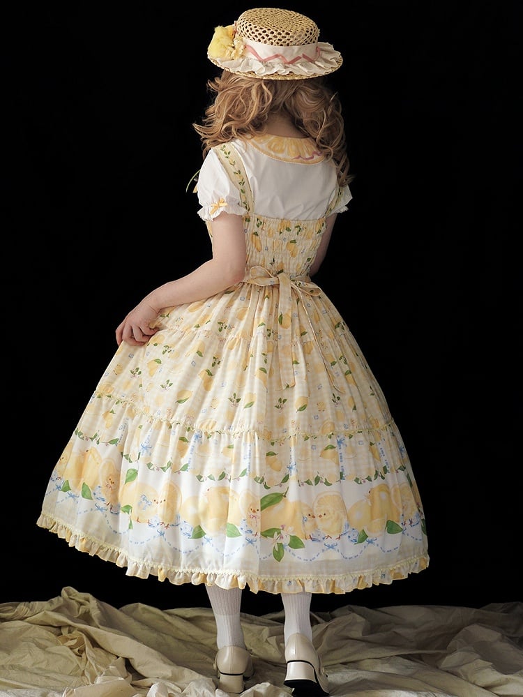 Lemon Lolita and Jumper Gingham Print Skirt Dress Yellow Chick