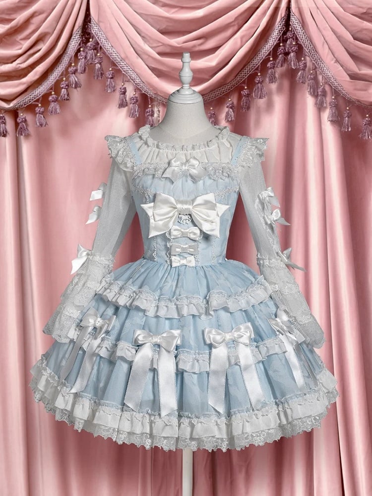 Accents Lolita Bow Bell Lace Sleeves with White Blouse