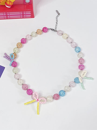 With Bowknot Details Colorful Necklace Y2K Beaded
