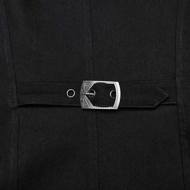 Black Punk Chain Long Denim Jacket