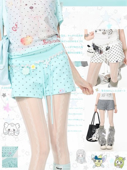 Gray Polka Dot Drawstring Shorts - Languid Park