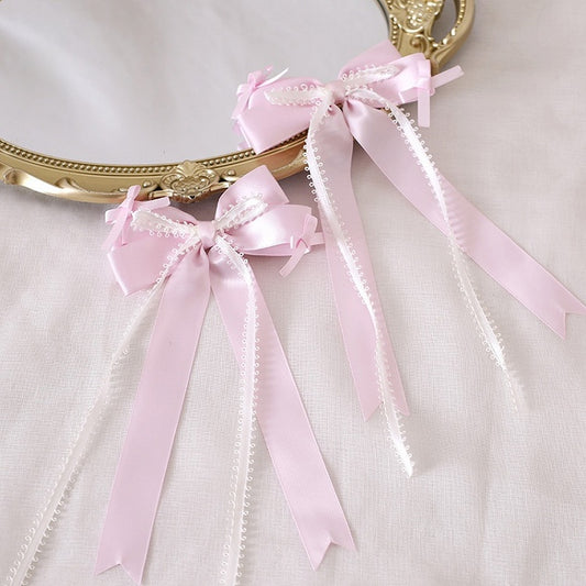 Lolita Ribbon Pink-Purple Cute Lace Bowknot Hairclips