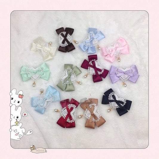 Heart Lace Colors Clips (Assorted Hair Pearl Satin