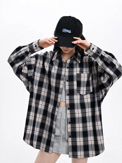 Button Plaid Blue Front Vintage Shirt Navy Placket