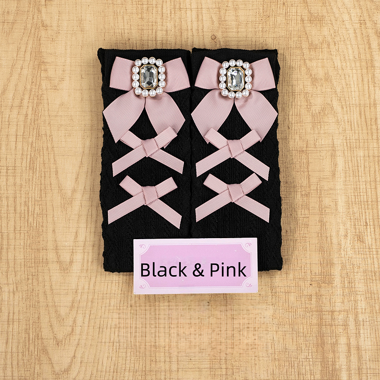 with Square 6 Jirai Rhinestone Socks Decoration Bow Calf Kei Colors
