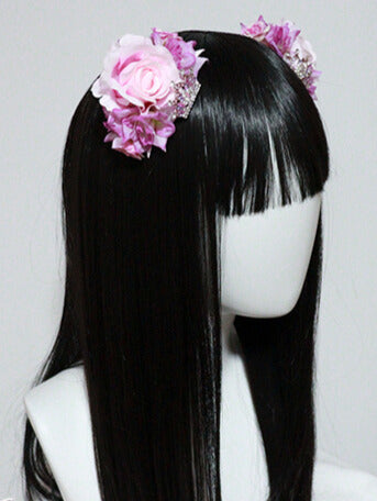 PinkPurple Design Crown Floral Ear Hairclips Cat Decorated