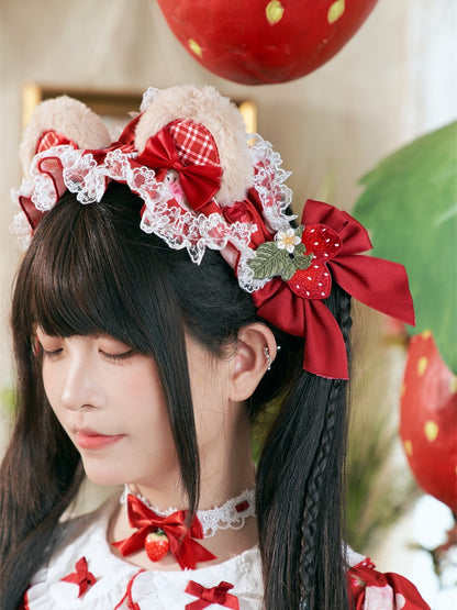 ワインレッドのクマ耳デザイン スウィートロリータKC