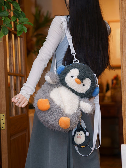 Backpack Plush Gray Cute Penguin