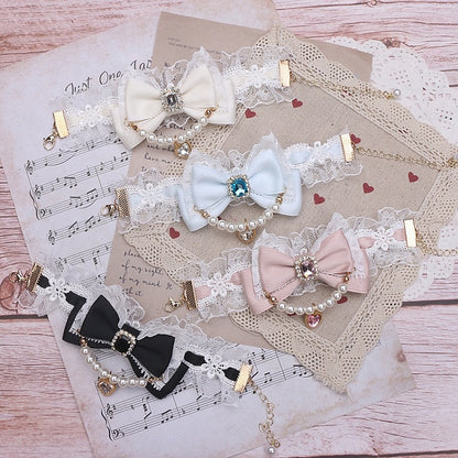 Kei Chain Bowknot 8 Pearl Lace Jirai Color Options Bracelet