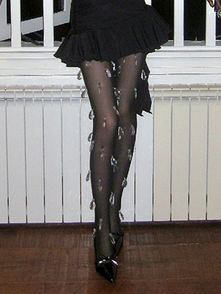 Charms Tights Black Rhinestone