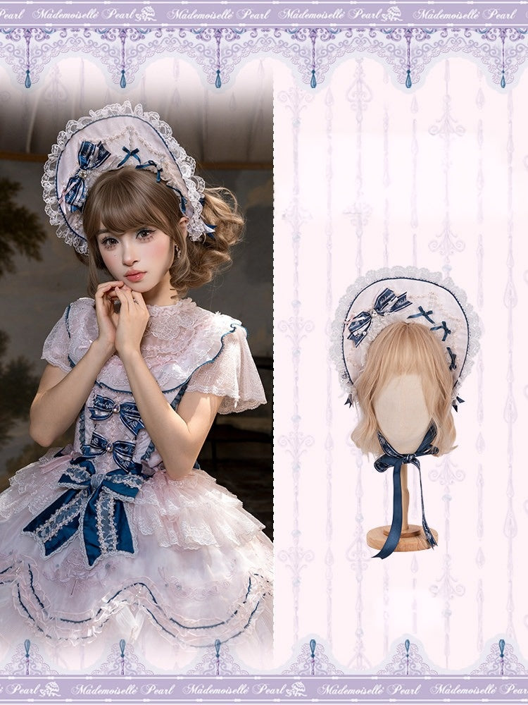 Floral Embroidered Parasol Hairpiece with Lace Trim - Mademoiselle Pearl