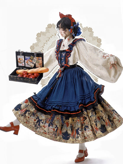 Ming-style Long Mamian Skirt with Rabbit Embroidery - Zao Jing Ji