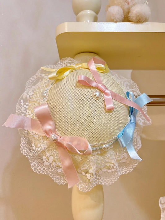 Lolita Sweet Bow Rainbow Mini Hat Pastell Akzente mit