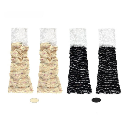 Yellow/Black Leg Ruffle Design Warmers Flared Lace Blend