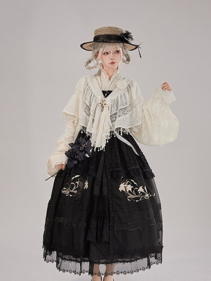 Elegant Summer Layered Ruffle Lace Blouse - Tan Tuan