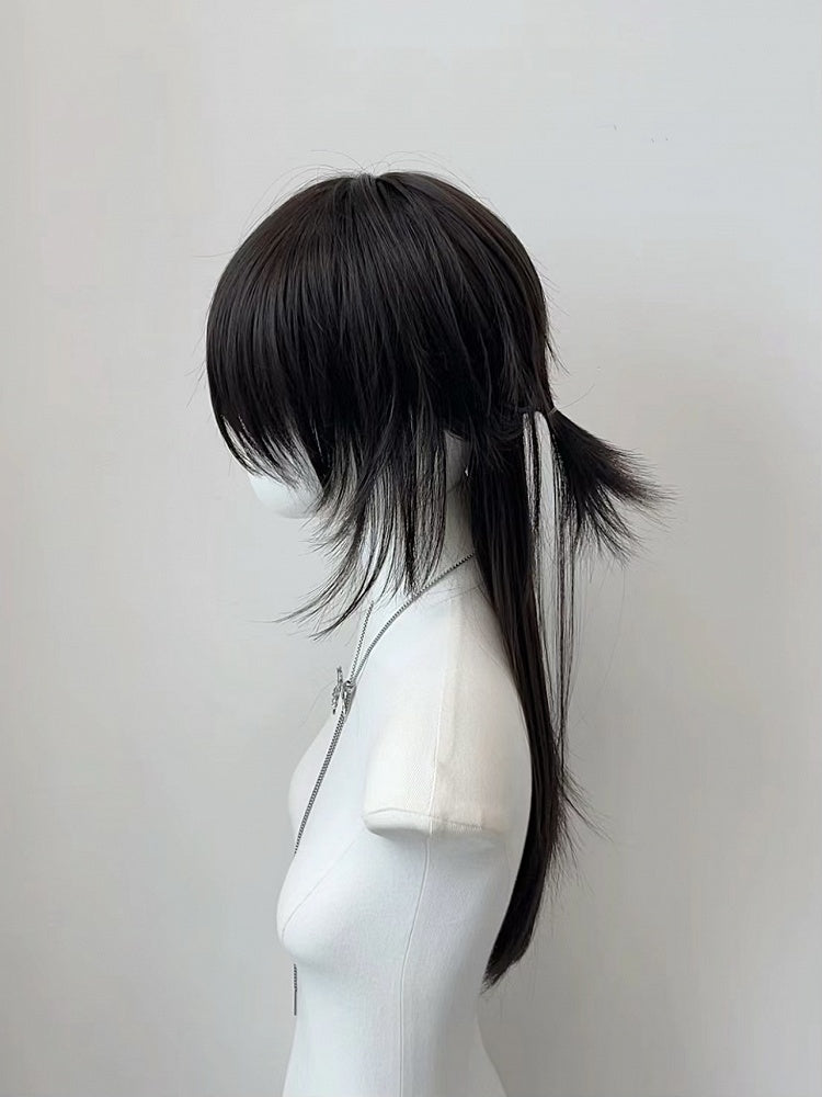 Style with Straight Ouji Bangs Black Wig