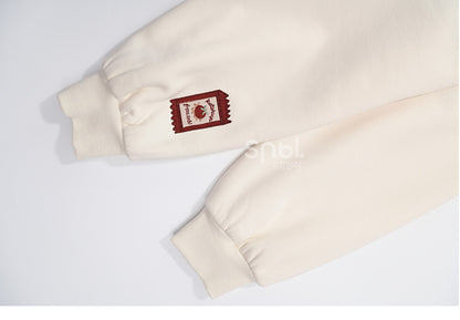 Süße Capybara Burger Applikation Beige Dickes Sweatshirt