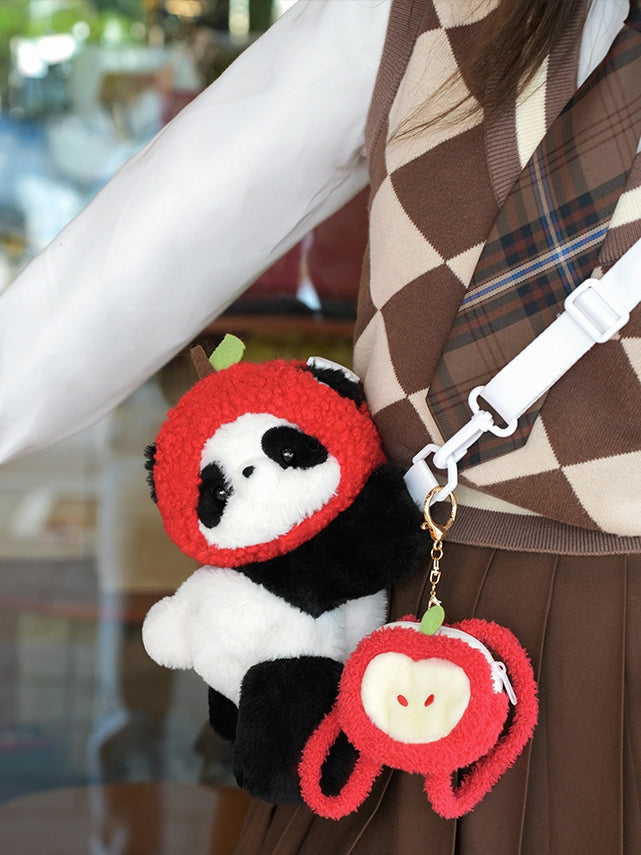 Cute Backpack Bag Keychain Backpack/Crossbody Apple Plush + Hat Panda