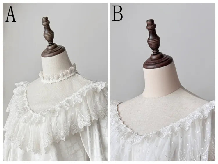 All White Gothic Edward Neck / V-neck Top