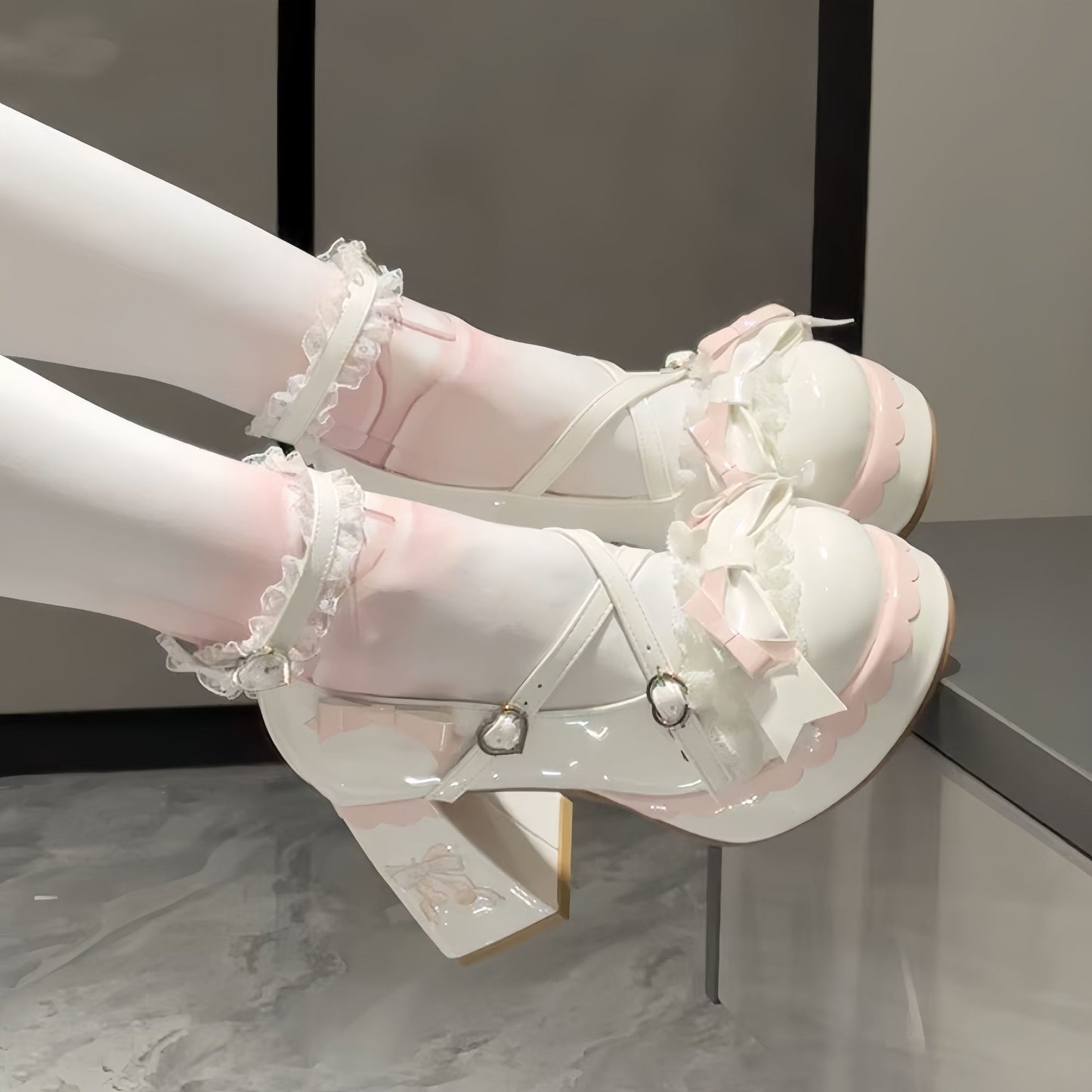 Lolita Bow Round-Toe Platform Heels – Sweet Kawaii Style Up to EU 42