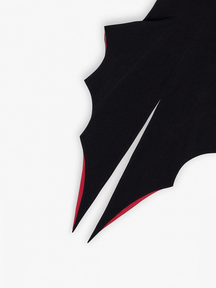 Vampire Prince Black and Red Split-Tail Waistcoat with One-Shoulder Cape - DevilInspired Exclusive Collection