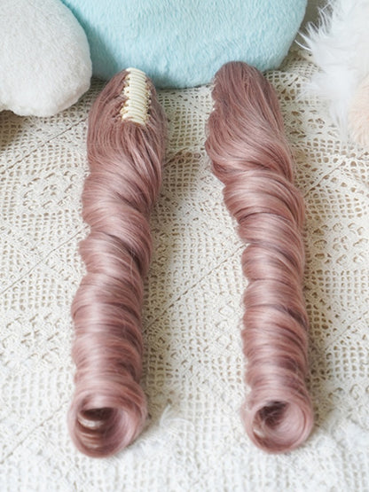 Rosa Bob-Perücke mit Pony und doppelten langen/kurzen Pferdeschwanz-Krallenclips