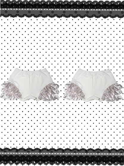 Red/White Ruffles Dot Tiered Shorts Polka with Trim Christmas Gothic