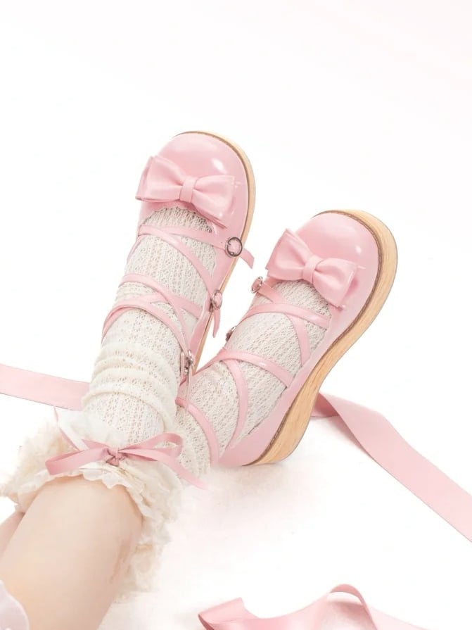 Lolita Toe Shoes Platform Round Sweet - Pink Peach