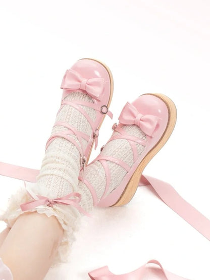Lolita Toe Shoes Platform Round Sweet - Pink Peach