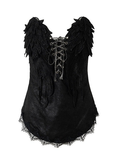 3D Wing Embroidered Lace Corset Top in Black - NO ROMANCE