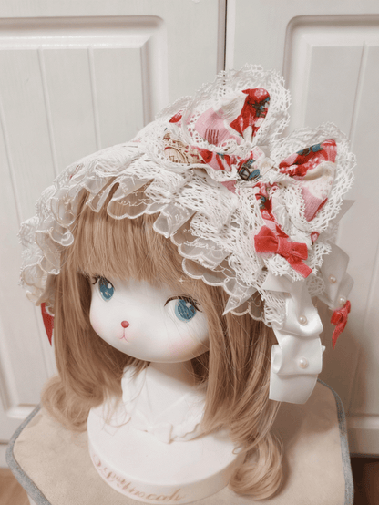 2 Color Lace Sweet Print Options Lolita Hairband Strawberry