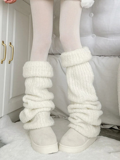 Warmers Ribbed Slouchy Fuzzy Leg Cream