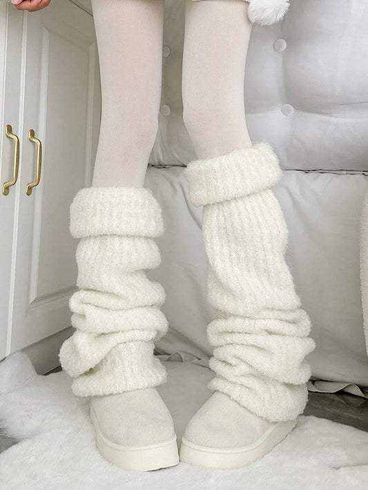 Warmers Ribbed Slouchy Fuzzy Leg Cream