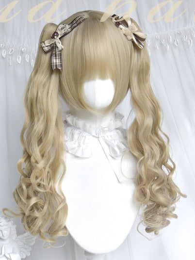 Ponytails Claw Wavy With Two Long + Wigs Blonde Clips Bangs Short