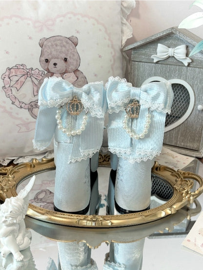 Platform Lolita Janes Satin Blue Crown Block Heel Details - High Sweet Mary