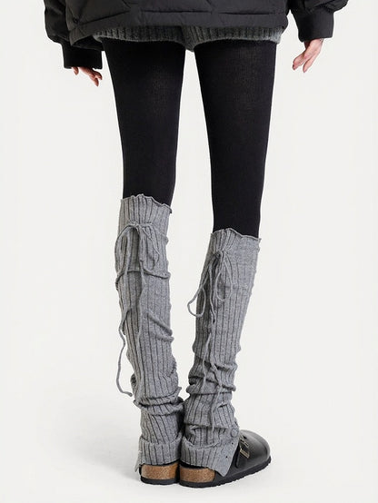 4-Color Ruffle Leg Warmers with Bow and Button Decorations - ModaSwings