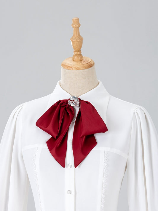 Red Bowtie with Silver Skull Embellishment - DevilInspired Exclusive Collection