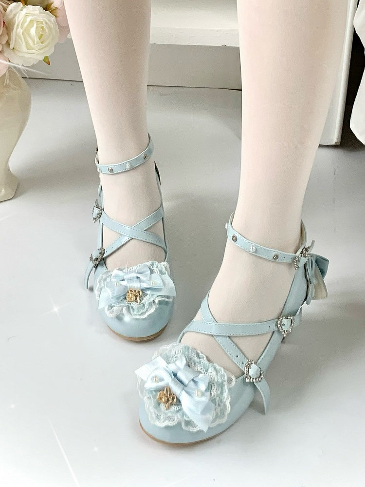 for Janes Mary High Block Blue Lolita with Sweet Heel
