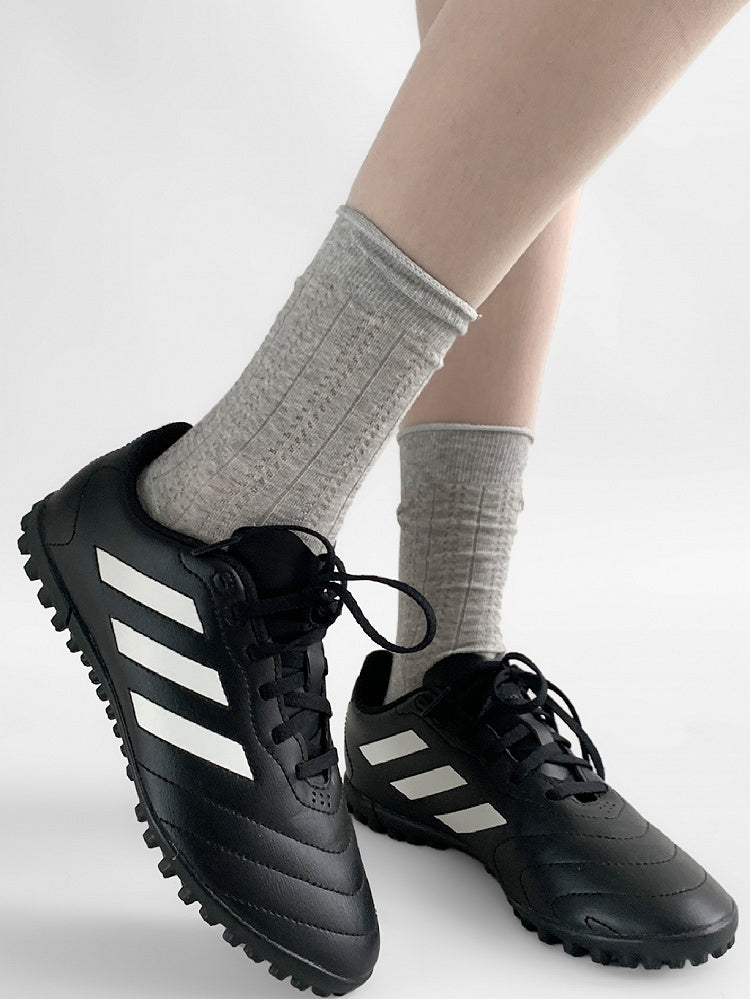 Ribbed Socks Trim White/Gray Calf