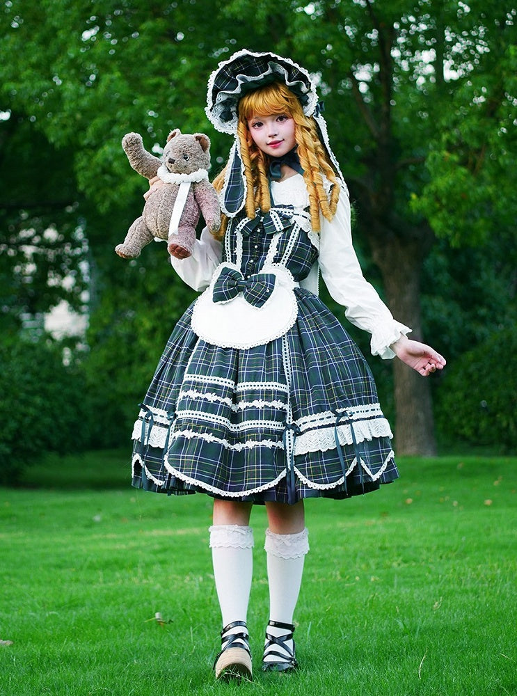 Design Lolita Trim Lace Bear Apron Ear White with