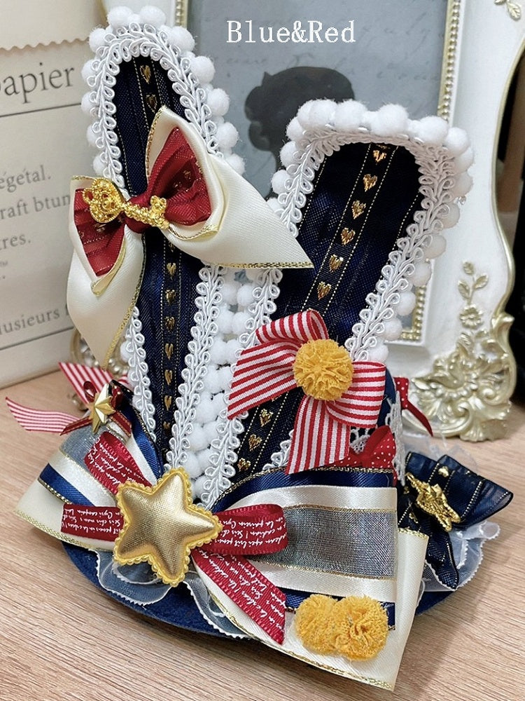 Details And Mini 3 Star Circus Bowknot Ears Bunny Decorated Hat Options Color Pompon