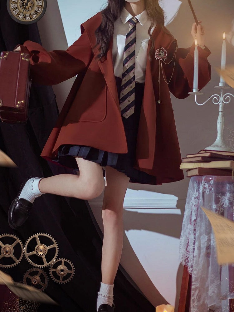 Rot Winter Herbst Preppy Vintage Mit Kapuze Mantel und Ziegel Version Regelmäßige/Verdicken für