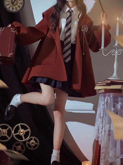 Rot Winter Herbst Preppy Vintage Mit Kapuze Mantel und Ziegel Version Regelmäßige/Verdicken für