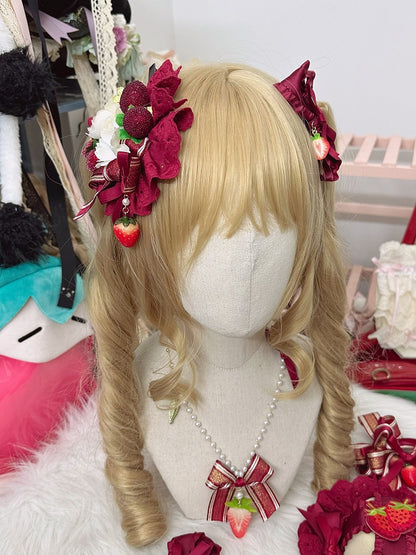 Hairclip Sweet Decorations Trim Floral Strawberry Lace Lolita